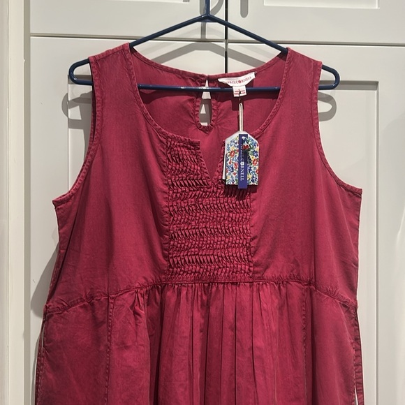 April Cornell Razzy Cotton Sleeveless Jumper Dress Raspberry Flowy Size L NEW - Picture 11 of 17
